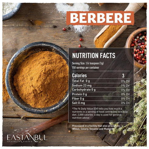 Eastanbul Berbere Spice Blend, 5.3oz Berbere Spice Ethiopian Authentic Mix, Berbere Seasoning Medley, AKA Berberre Spice, Barbere, For Exotic Ethi...